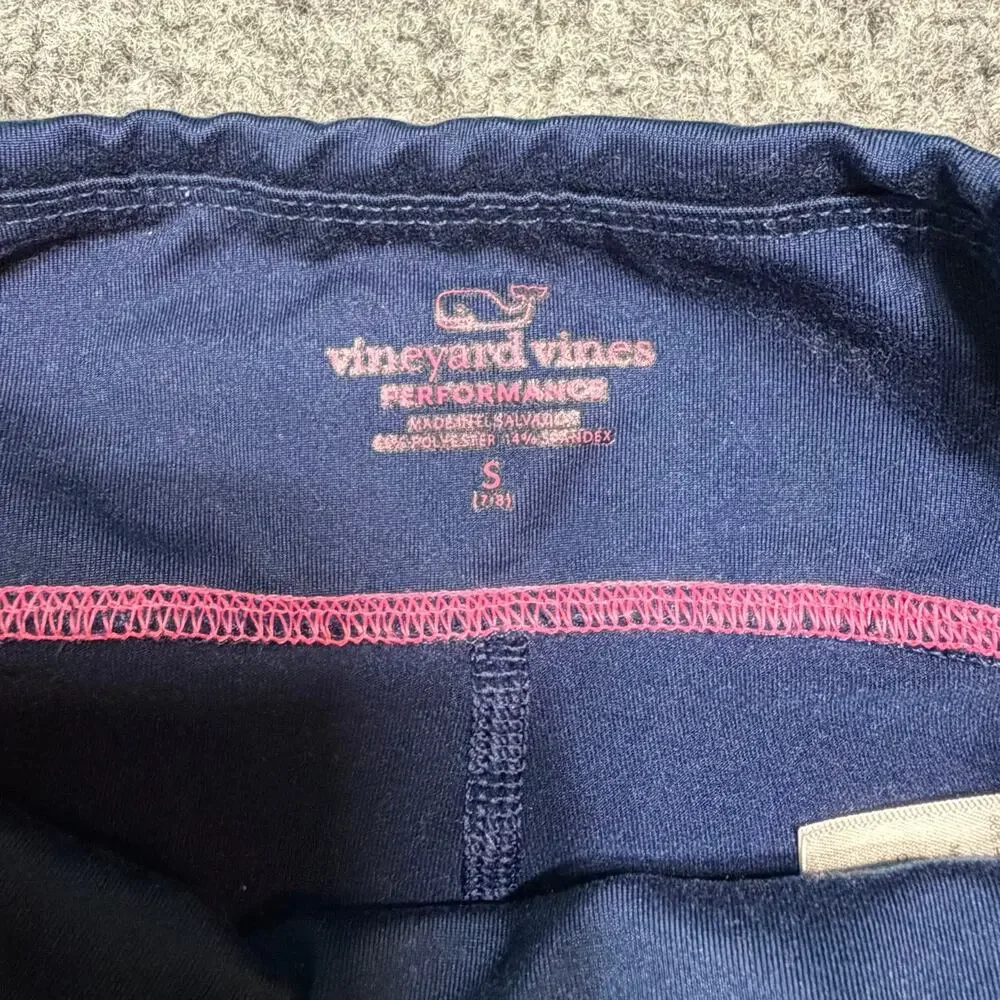 Vineyard Vines Girls‎ Performance Leggings Navy Color Stitch Size  S 7/8